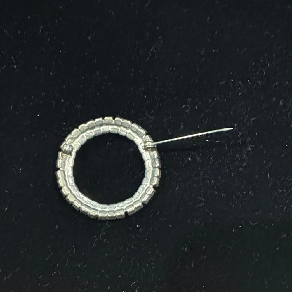 Vintage Silver Rhinestone Circle Brooch
